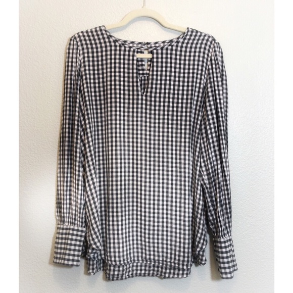 LOFT Tops - LOFT Buffalo Plaid Key-Hole Blouse